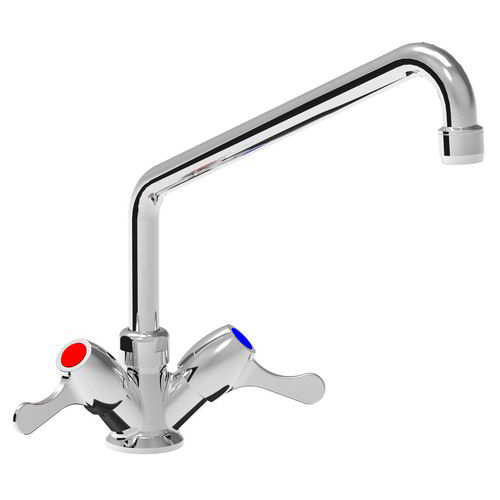 Monoblock mixer tap with 1/4 turn handles