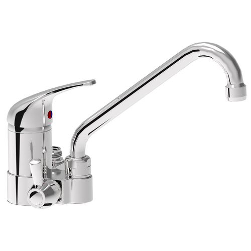 Turn monoblock short lever mixer tap with attachment to shower units