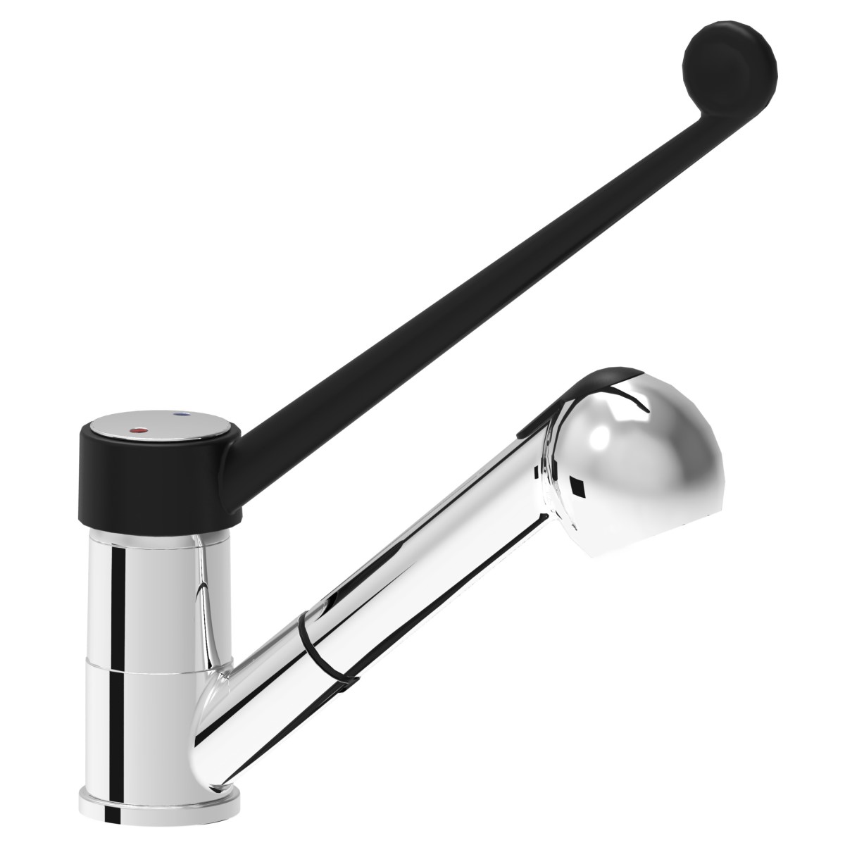 Monoblock long lever mixer tap removable shower handset