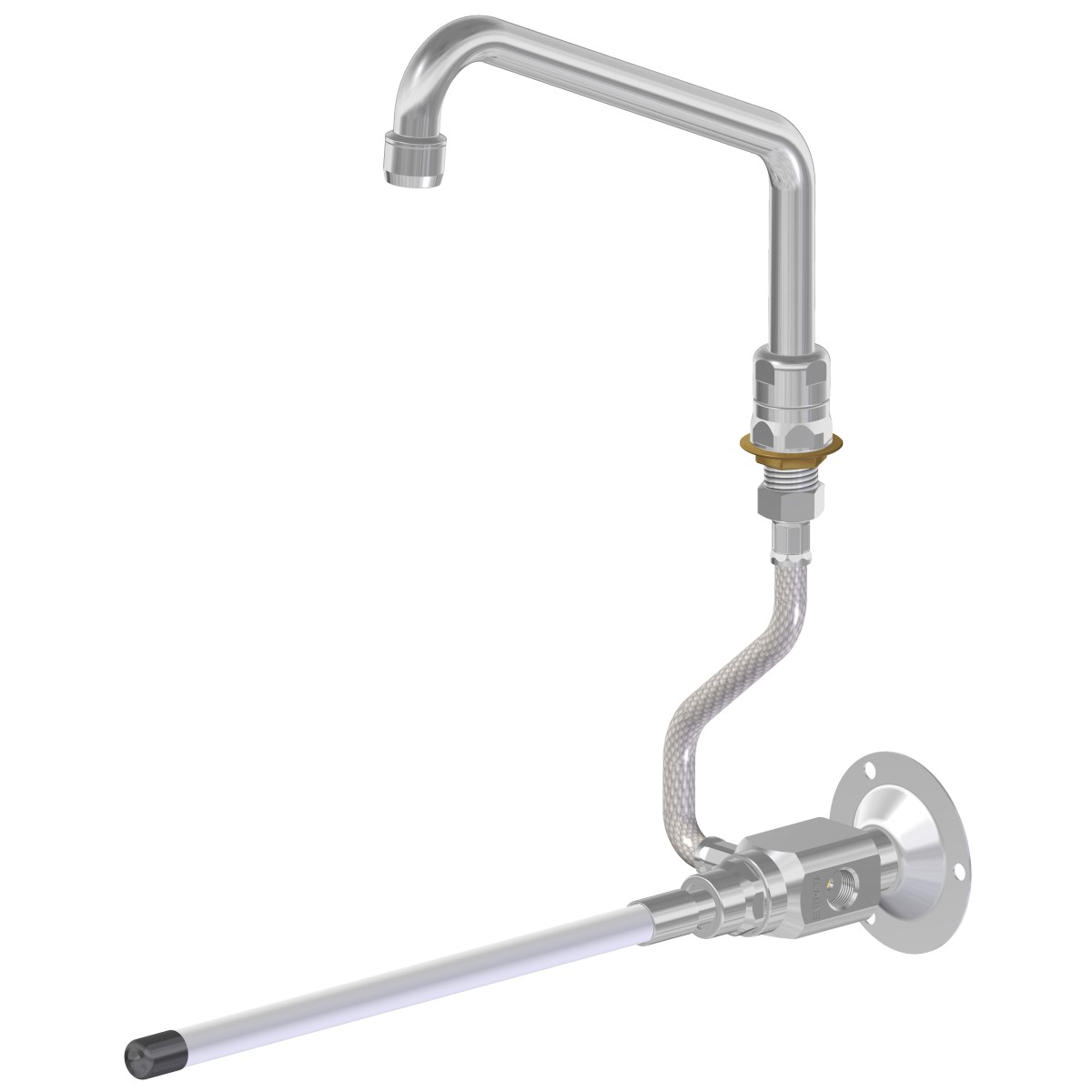 Knee operated tap with rotating spout
